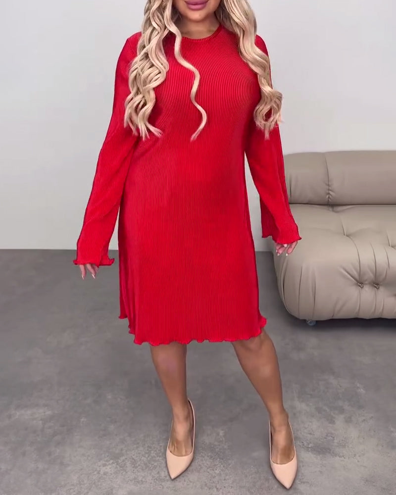 Sukienka casualowa w jednolitym kolorze, do kolan