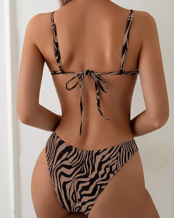 Bikini Wzór Zebry Seksowne Wiązanie