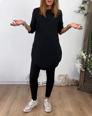 Bluzka średniej długości z okrągłym dekoltem