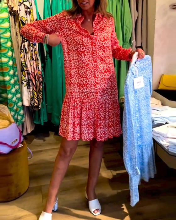 Sukienka z guzikami i dekoltem w kształcie litery V w kwiatowy wzór