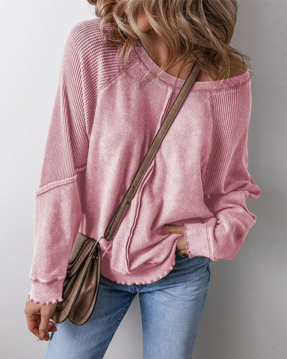 Bluzy Odwrócony Szew Patchwork Swobodny