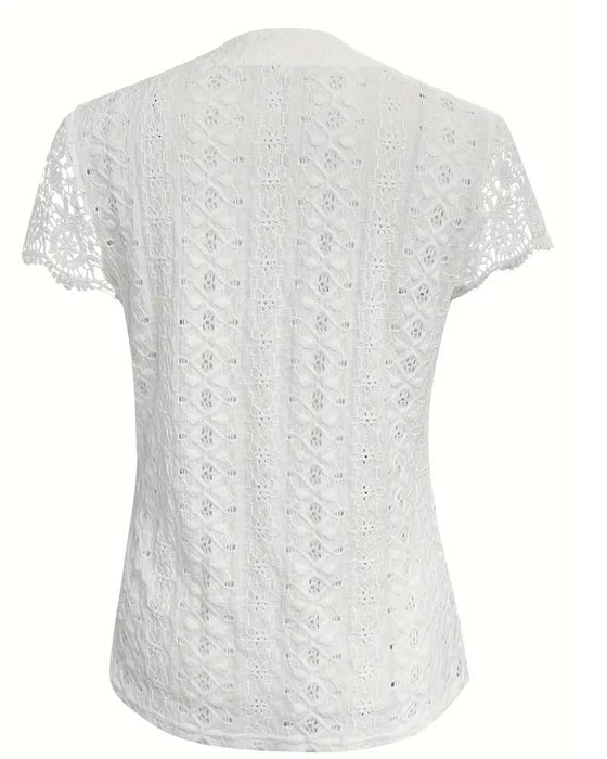 Bluzka Jednolita Ażurowa Krótki Rękaw