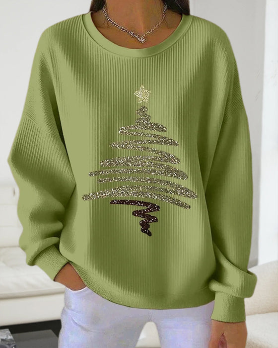 Bluza Luźna Wgłębienia Świąteczny Nadruk