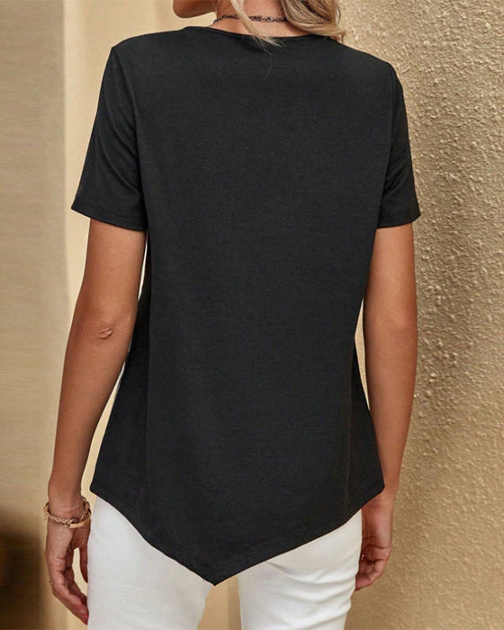 Bluzka w paski z okrągłym dekoltem i blokami kolorów