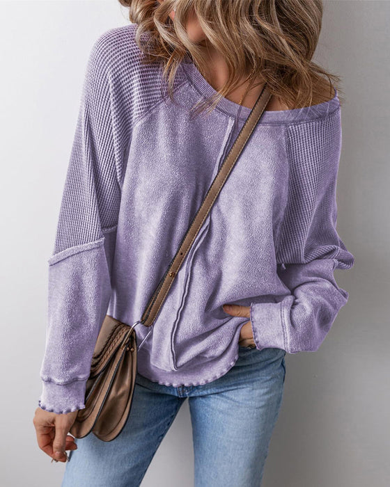 Bluzy Odwrócony Szew Patchwork Swobodny
