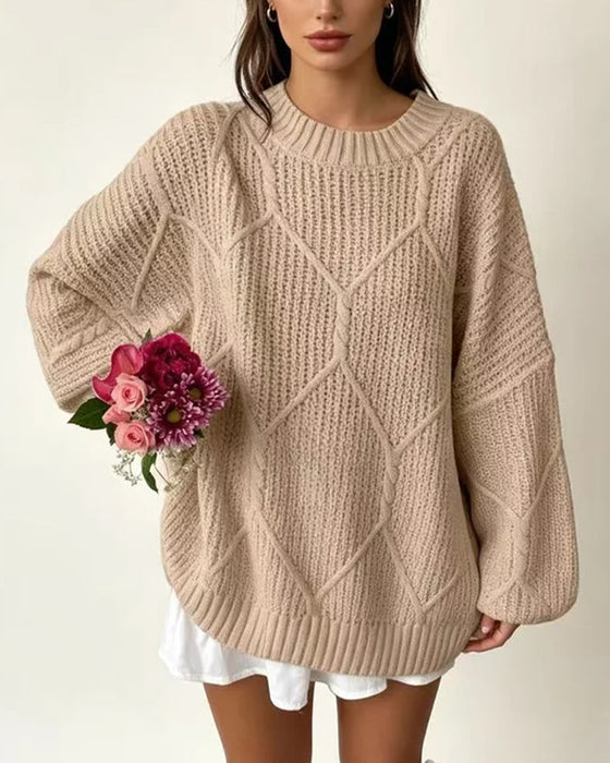 Sweter Jednokolorowy Długie Rękawy