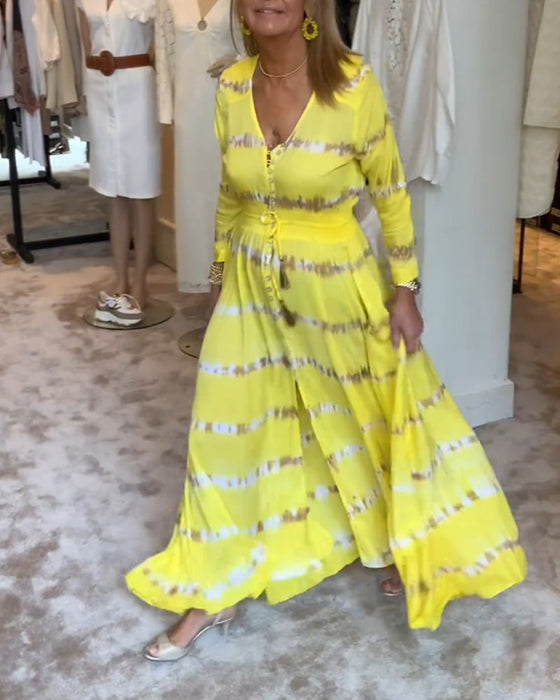 Damska elegancka długa sukienka dojazdowa