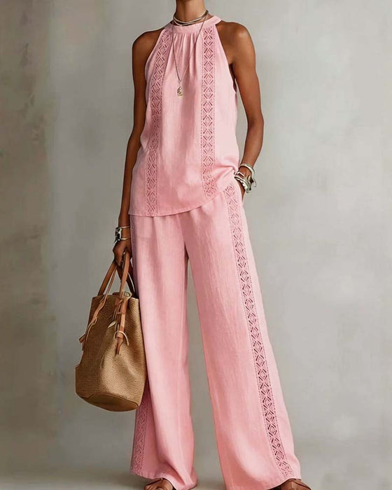 Dwuczęściowy Zestaw Hollow Out Halter