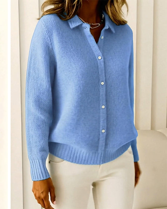 Kardigan Modny Z Kołnierzem I Guzikiem