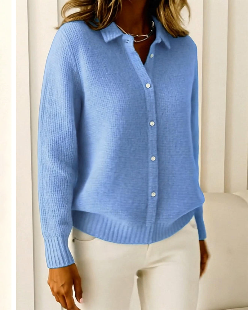 Kardigan Modny Z Kołnierzem I Guzikiem