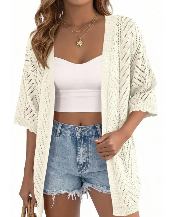 Cardigan Wycięcie Luźny Otwarty