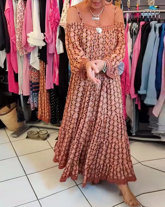 Luźna Sukienka Na Ramiączkach W Stylu Boho