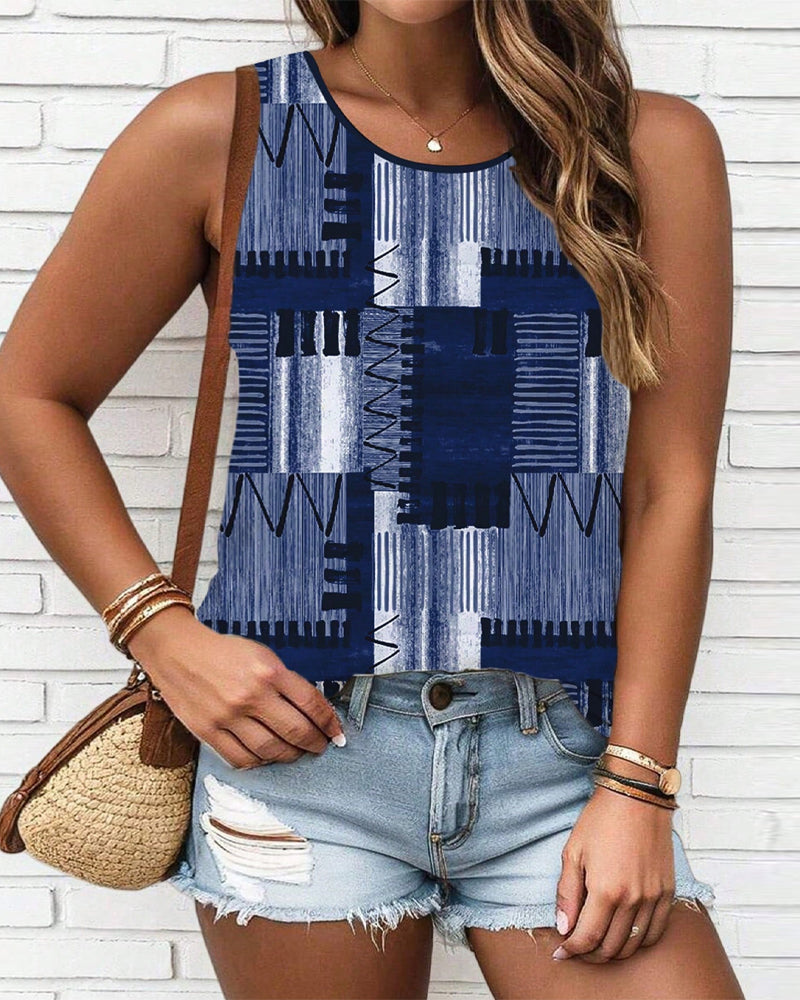 Top Bez Rękawów Wzór Vintage