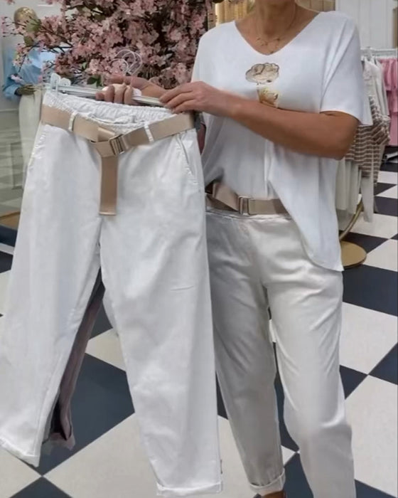 Spodnie w czystych kolorach i casual stylu