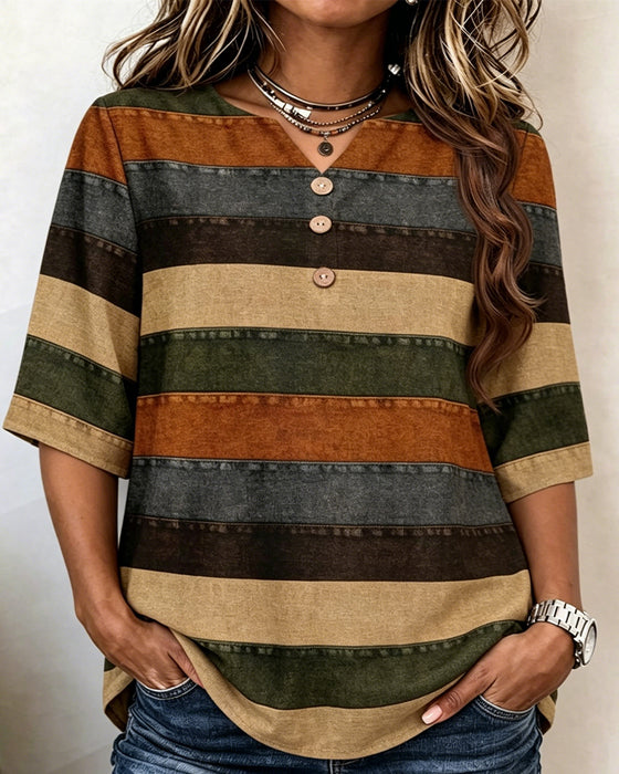 T-Shirt Guzik Patchwork Poziomy Pasek