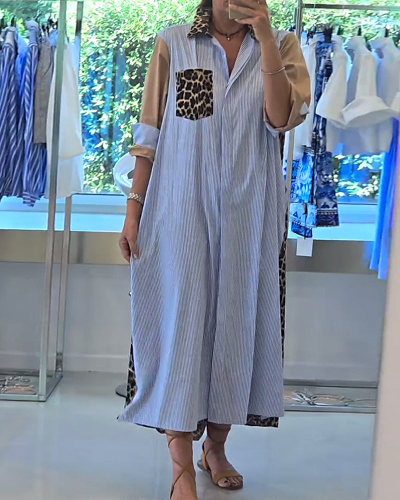 Sukienka z nadrukiem w paski i panterkę