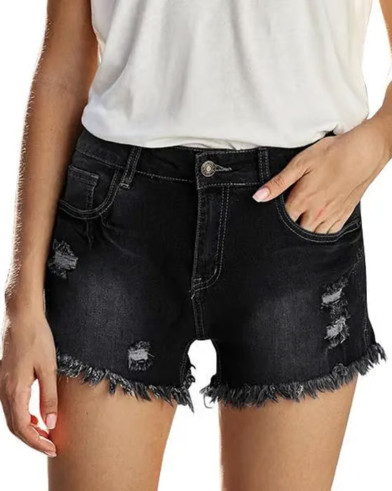 Szorty Surowe Wykończenie Denim
