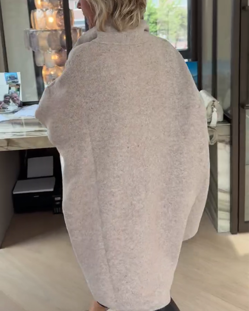 Sweter Stójka Pół Zamek Luźny