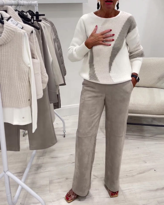 Sweter Okrągły Dekolt Wygodny Casual