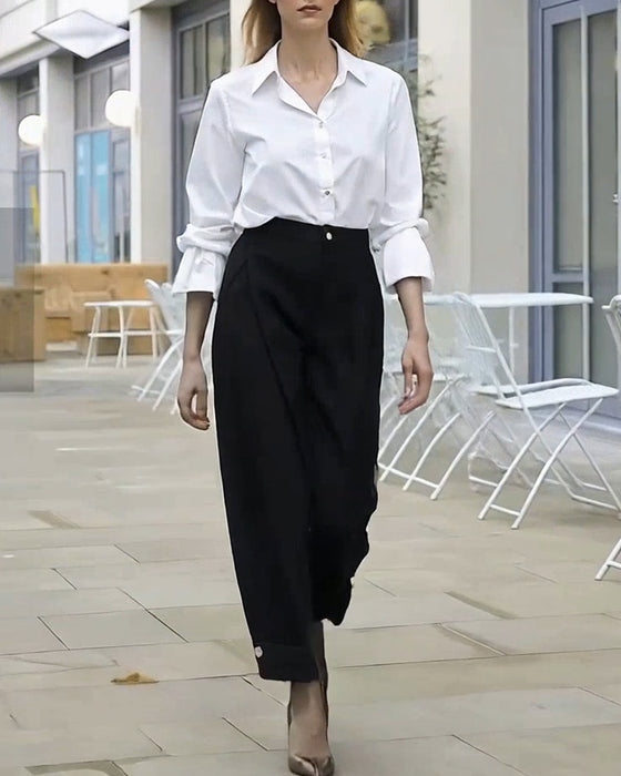 Spodnie Stylowe Plisowane Zwężane Codzienne