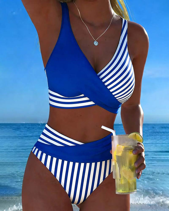 Bikini Krzyżowe Paski Drukowany