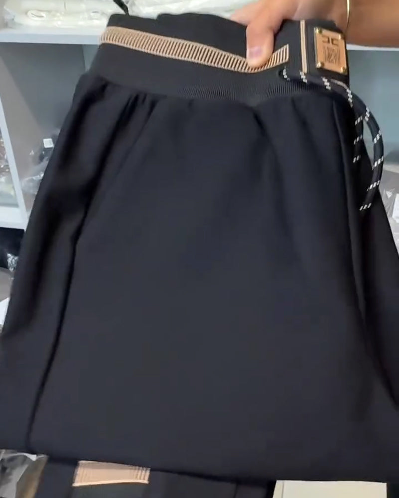 Stylowe Spodnie Z Sznurkiem I Elastycznym Stanem