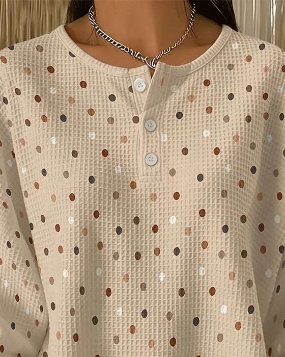 Bluza Okrągły Dekolt W Kropki