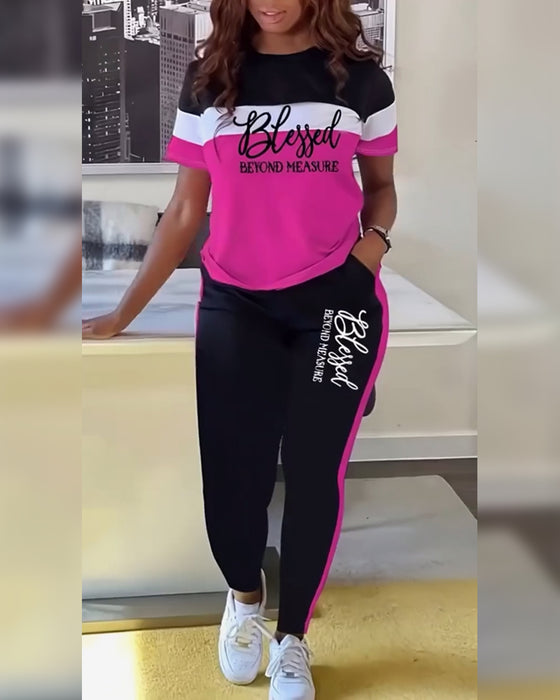 Komplet sportowy, swobodny, dwuczęściowy t-shirt