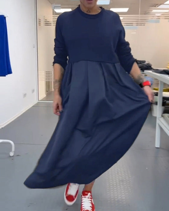 Luźna sukienka maxi w jednolitym kolorze