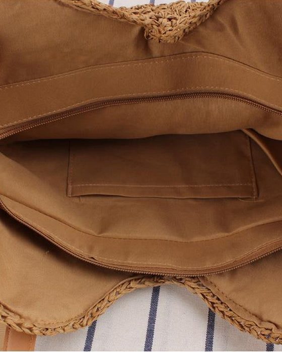 Damska torba typu tote przez ramię ze słomy