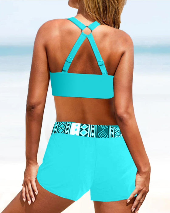 Geometryczne bikini z wysokim stanem