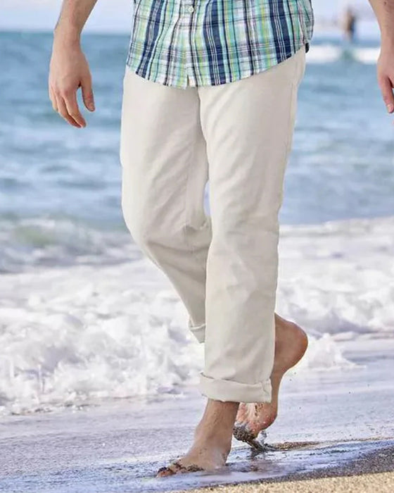Męskie spodnie z lnu i bawełny