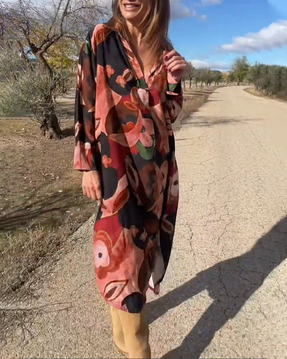 Sukienka z długim rękawem i nadrukiem