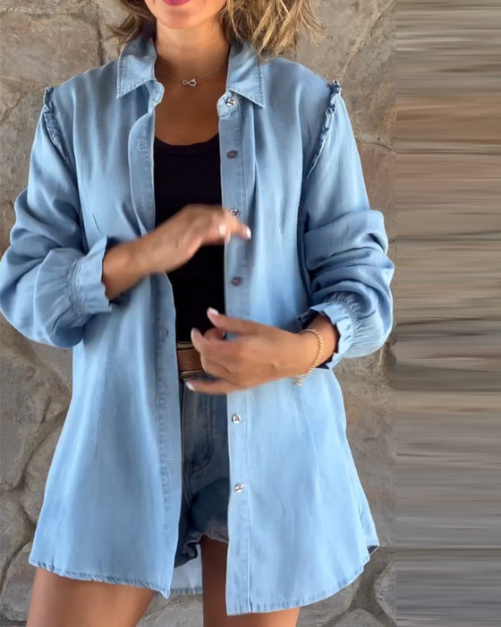 Koszula z długim rękawem w jednolitym kolorze