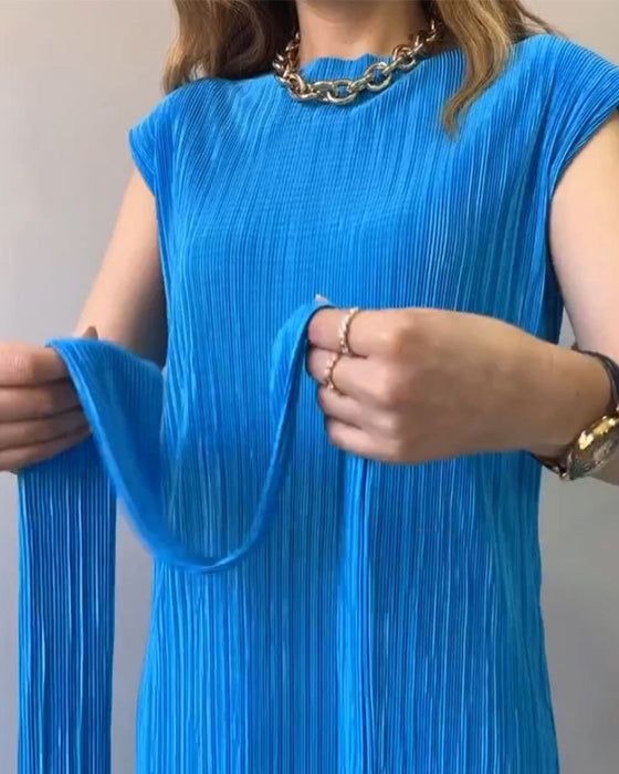 Teksturowana długa sukienka bez rękawów