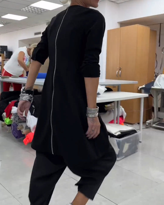 Bluza średniej długości z okrągłym dekoltem