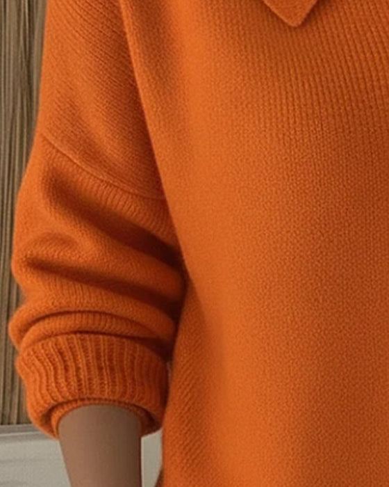 Długorękawowy Pullover Z Zapięciem Na Guziki Przy Klapach