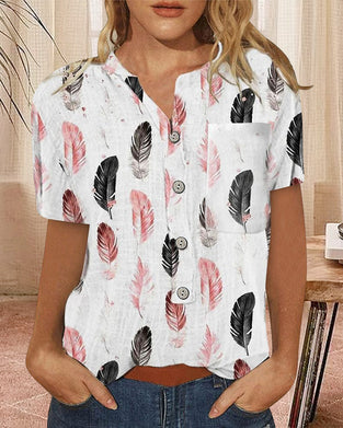 Wzorzysty top z krótkimi rękawami