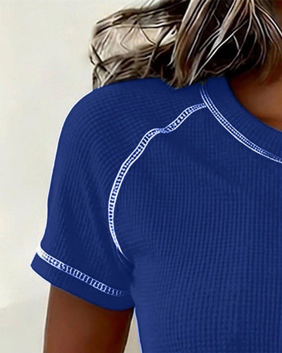 T-Shirt Tkanina Gofra Henley