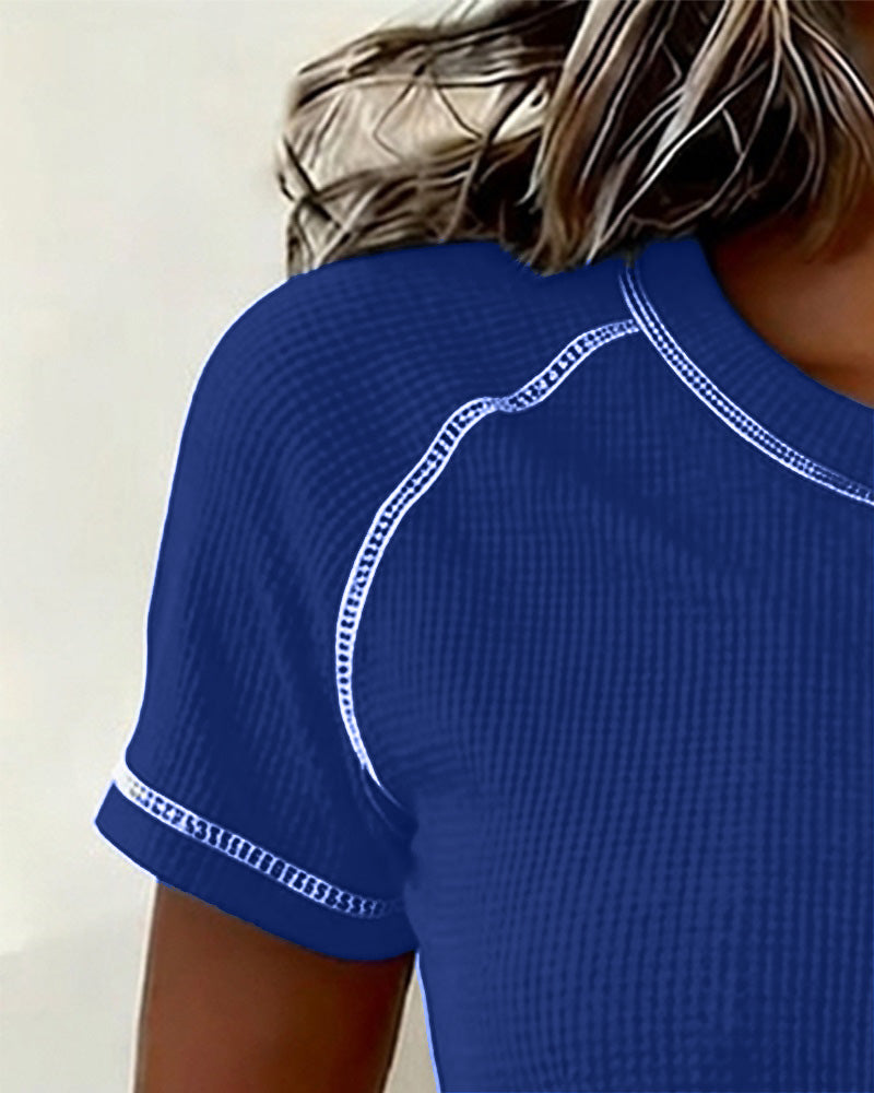 T-Shirt Tkanina Gofra Henley