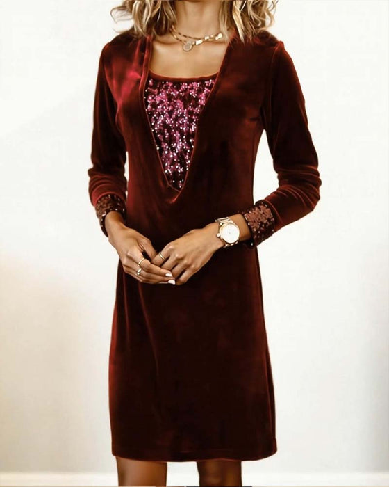 Sukienka Elegancka Cekinowa Patchwork