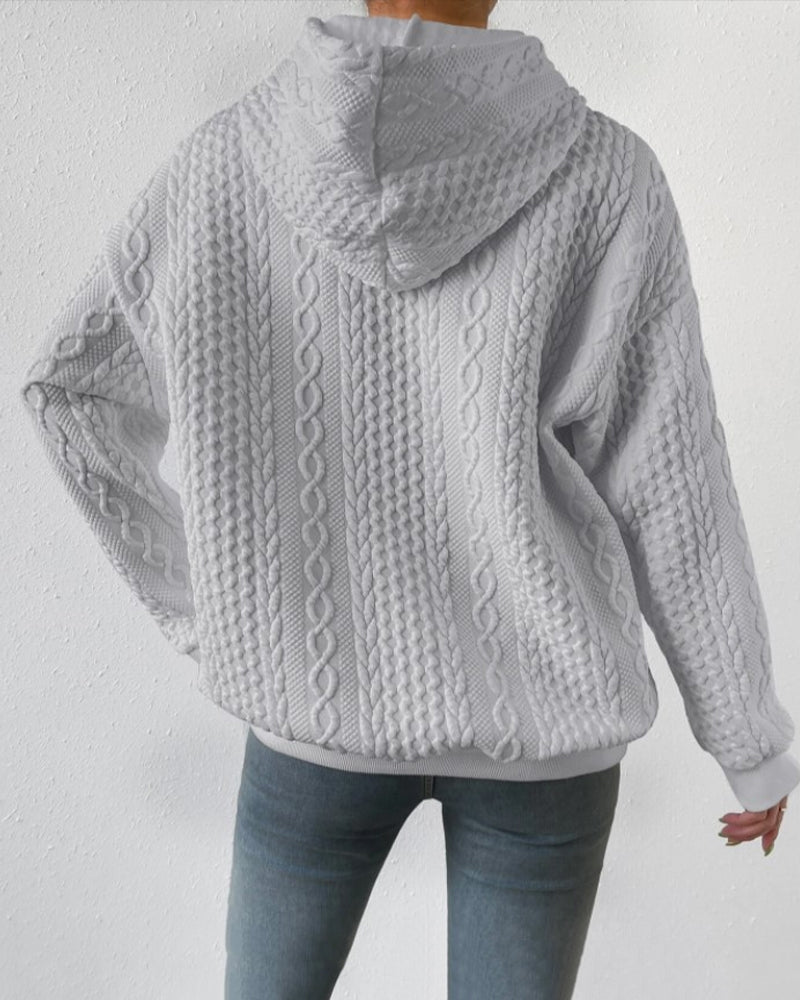 Swobodna bluza z kapturem w jednolitym kolorze