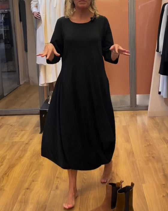 Sukienka z długim rękawem i okrągłym dekoltem