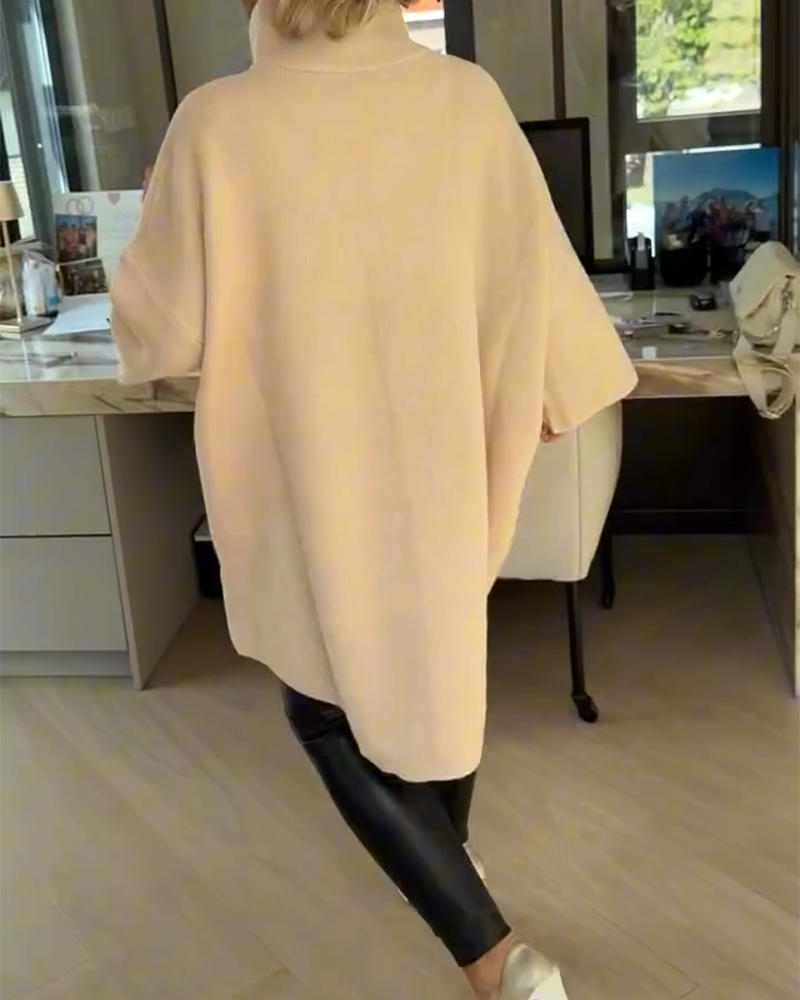 Sweter Stójka Pół Zamek Luźny