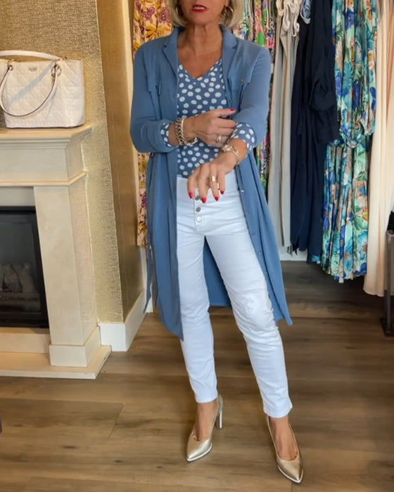 Płaszcz zapinany na guziki w swobodnym jednolitym kolorze