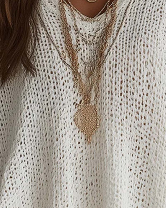 Pullover Dekolt W Rękaw Nietoperz Luźny