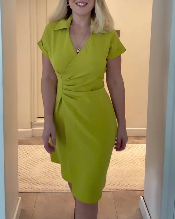 Sukienka Klapa Jednokolorowa Plisowana Talia