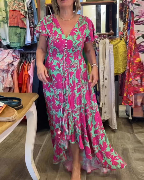 Sukienka z nadrukiem i krótkim rękawem