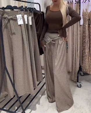 Szerokie Spodnie W Pepitkę W Stylu ”Old Money”