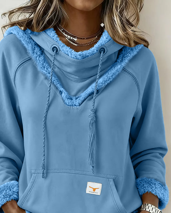 Długorękawowa Bluza Z Detalami Patchwork I Kieszenią